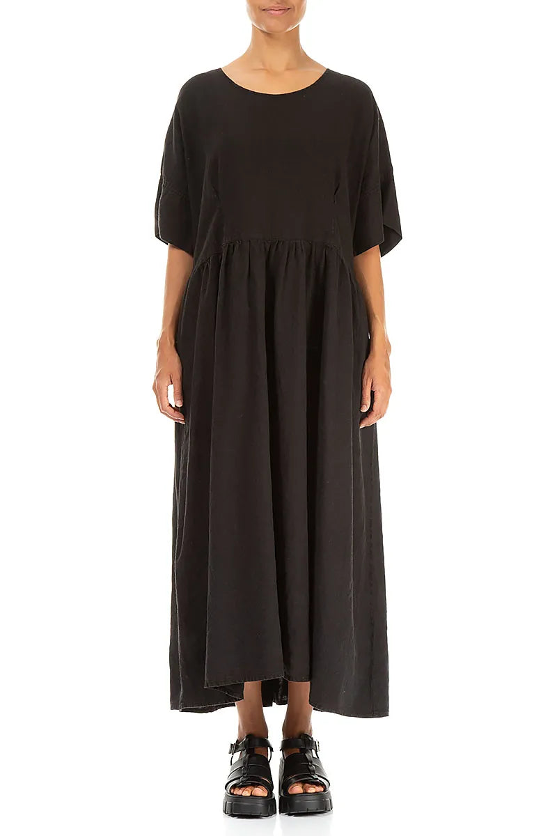 Empire Waist Black Linen Dress 1
