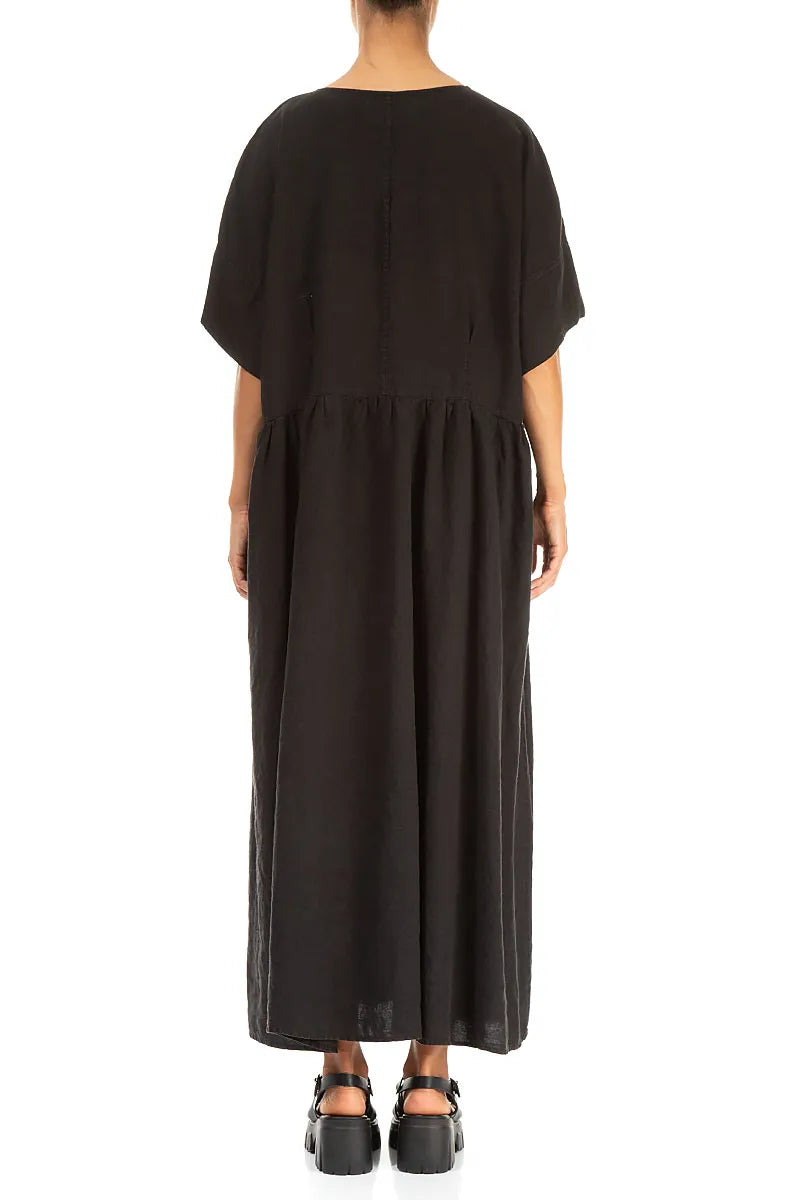 Empire Waist Black Linen Dress 2