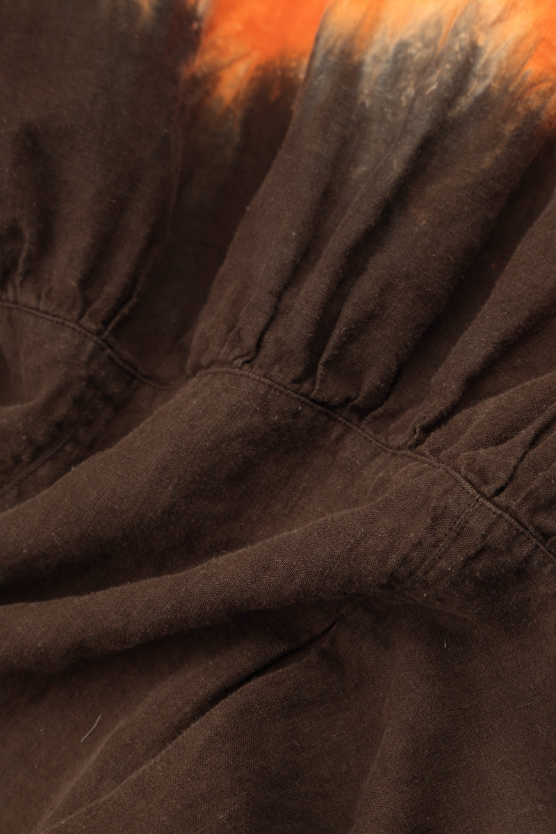 Empire Waist Burnt Amber Ombré Linen Dress 6