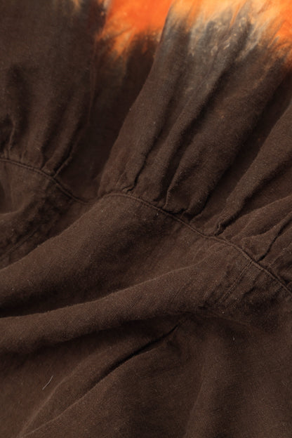 Empire Waist Burnt Amber Ombré Linen Dress 6