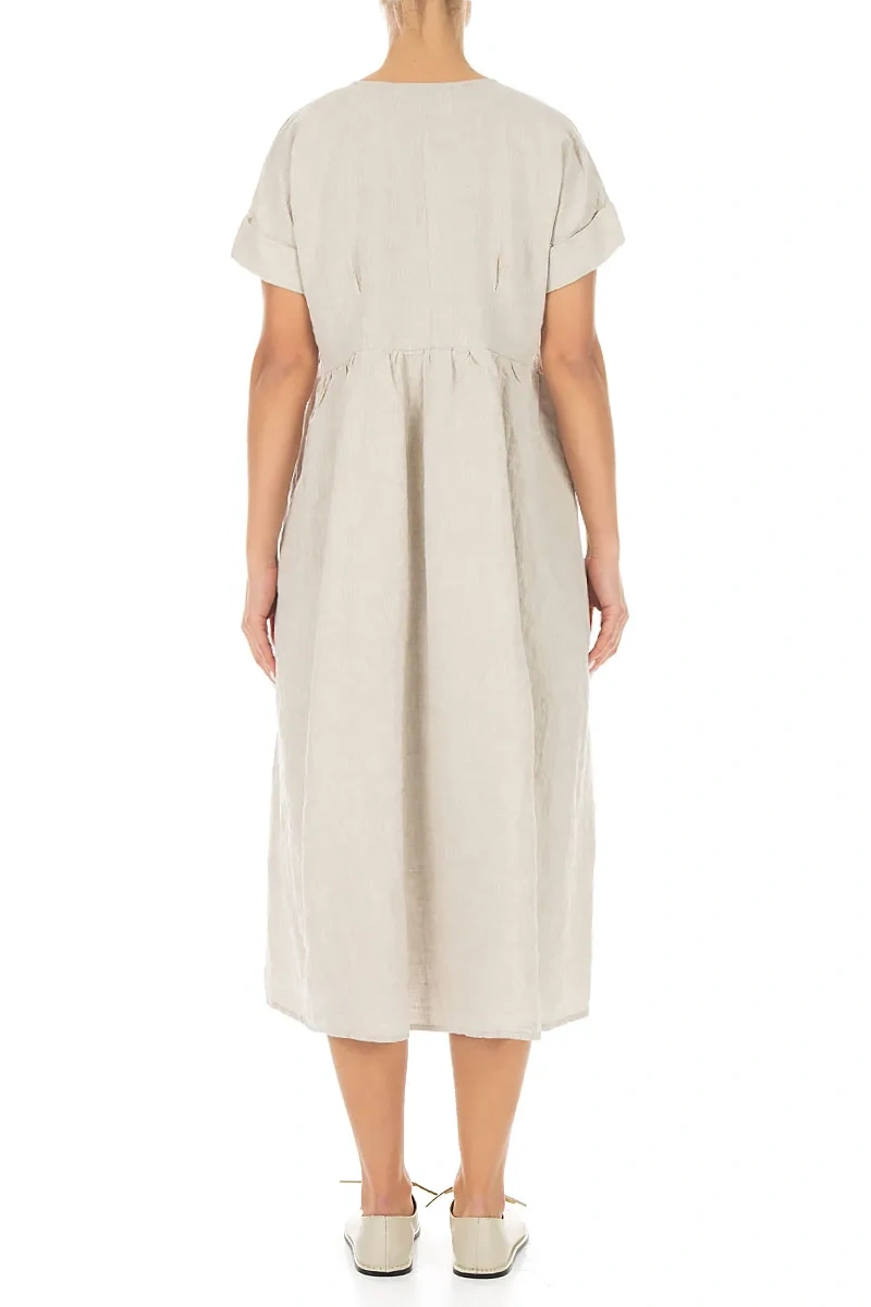 Empire Waist Natural Linen Dress 2