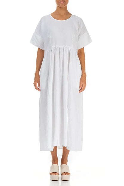 Empire Waist White Linen Dress 1