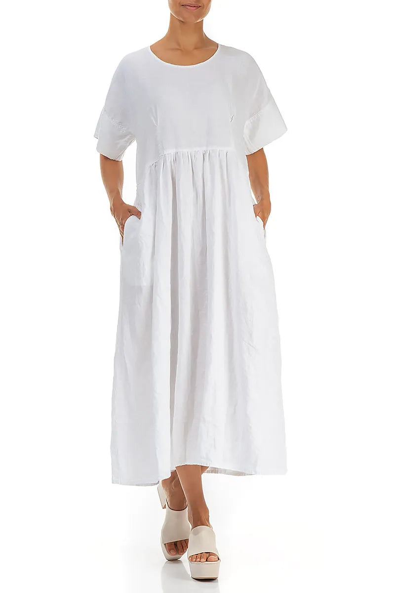 Empire Waist White Linen Dress 4