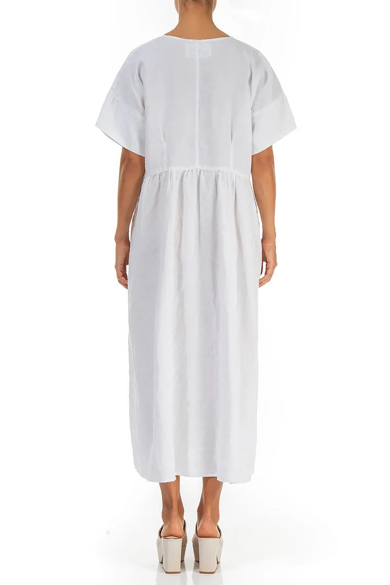 Empire Waist White Linen Dress 2