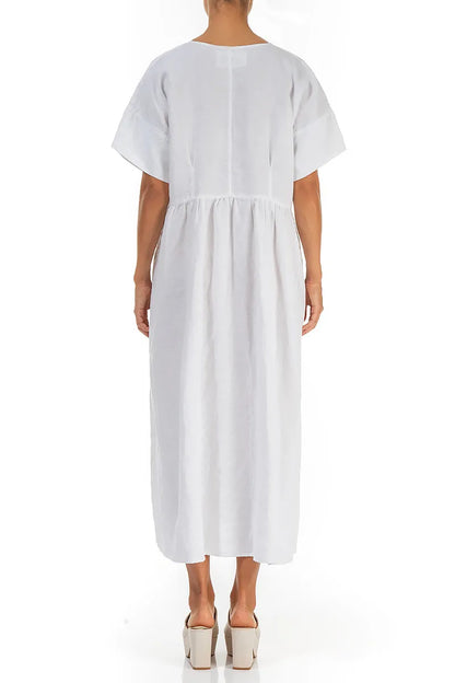 Empire Waist White Linen Dress 2