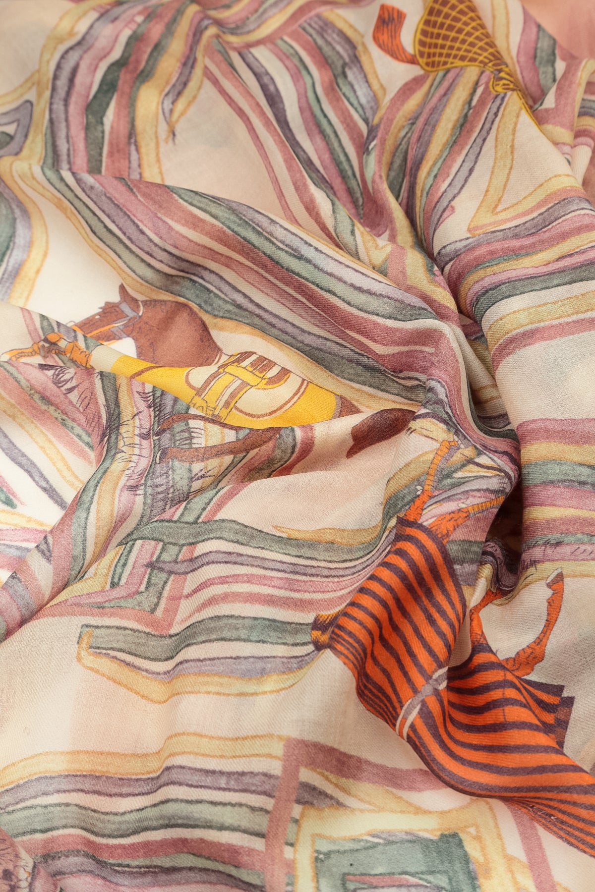 Écharpe en cachemire et soie Equestrian Parade