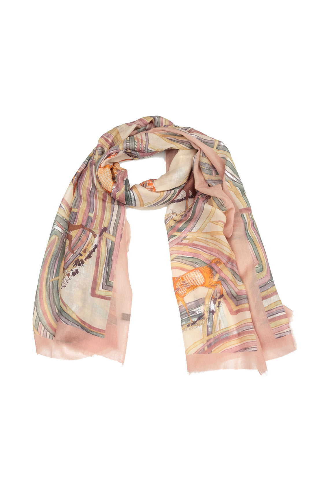 Equestrian Parade Cashmere Silk Scarf