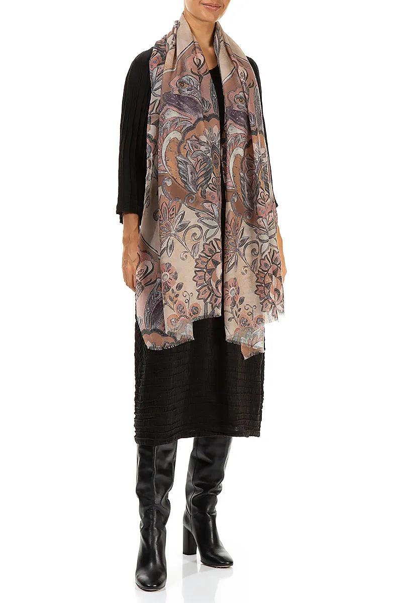 Écharpe en cachemire et soie Ethereal Garden