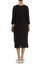 Crinkled Black Silk Midi Dress 2