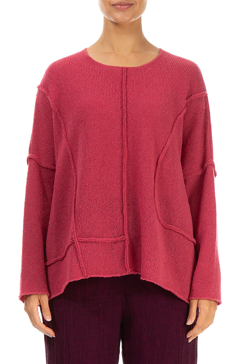 Wollpullover mit sichtbaren Nähten in Pink Punch