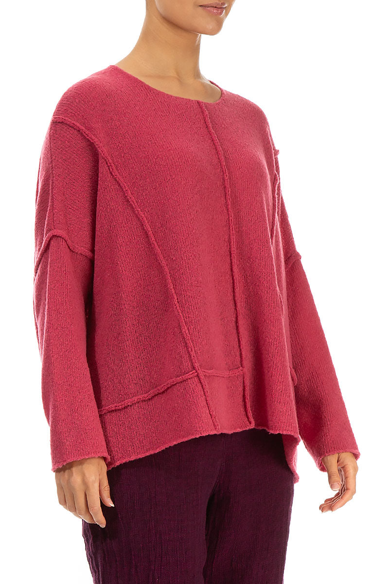 Wollpullover mit sichtbaren Nähten in Pink Punch
