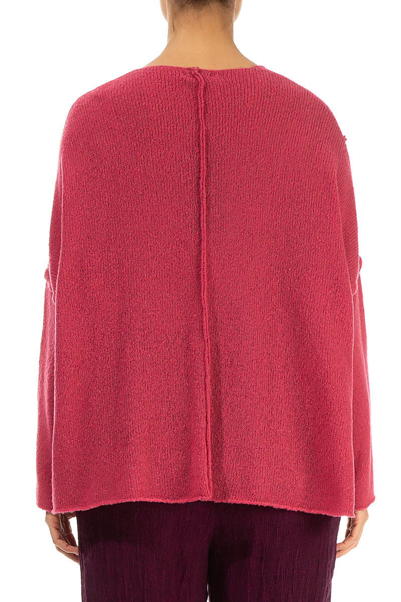 Exposed Seam Pink Punch Wool Sweater 2