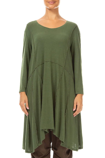 Exposed Seam Shamrock Green Soft Linen Tunic