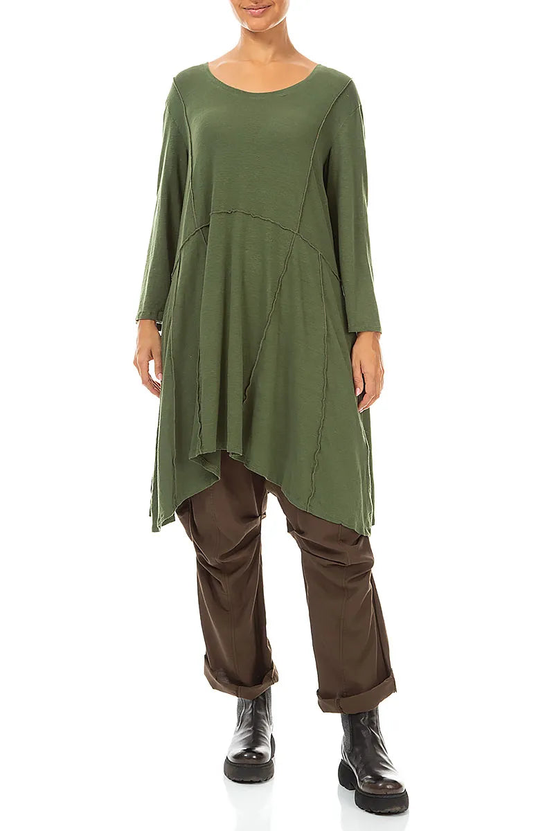 Exposed Seam Shamrock Green Soft Linen Tunic