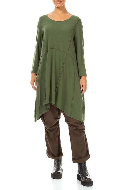 Exposed Seam Shamrock Green Soft Linen Tunic