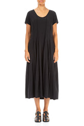 Exposed Seams Black Cotton Dress 1