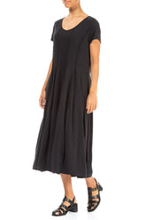 Exposed Seams Black Cotton Dress 3
