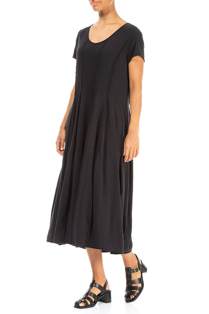 Exposed Seams Black Cotton Dress 3