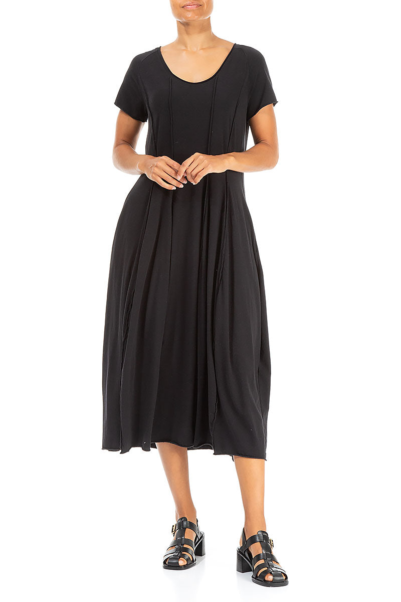 Exposed Seams Black Cotton Dress 4
