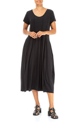 Exposed Seams Black Cotton Dress 4