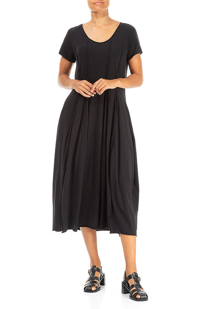 Exposed Seams Black Cotton Dress 4
