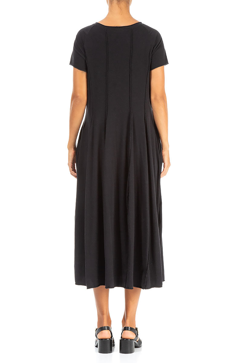 Exposed Seams Black Cotton Dress 2