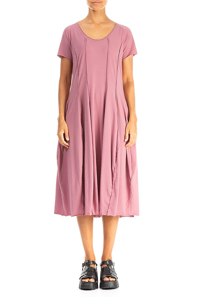 Exposed Seams Mauve Taupe Cotton Dress 1