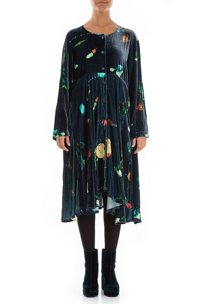 Fairy-Tale Print Flared Silk Velvet Jacket 1