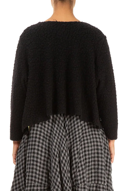 Felted Plush Wool Black Cotton Jumper 2