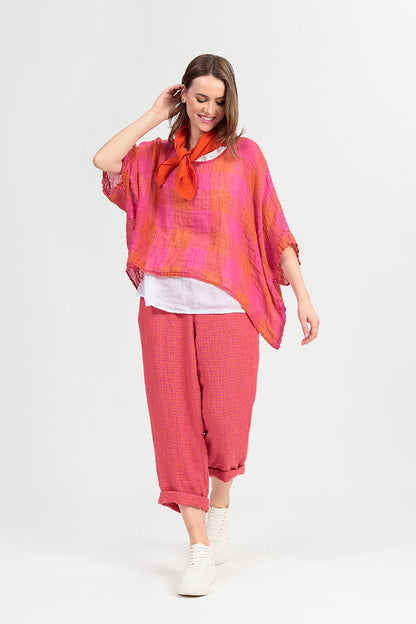Flame Orange Gauze Linen Square Scarf 8