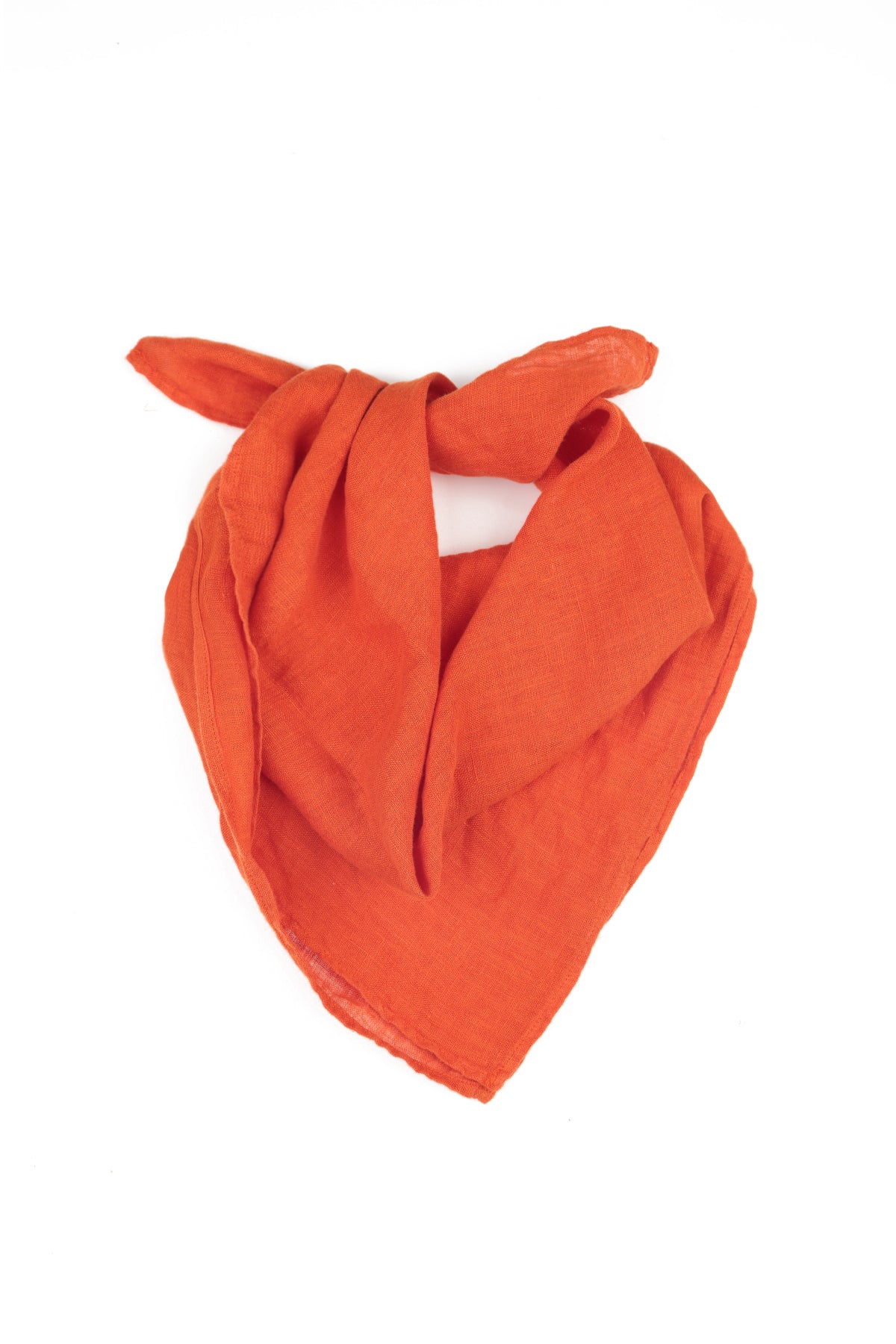 Flame Orange Gauze Linen Square Scarf 5