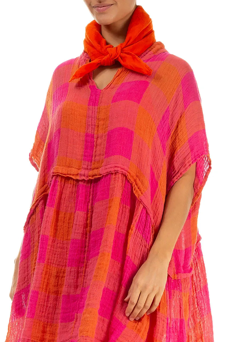 Flame Orange Gauze Linen Square Scarf 4