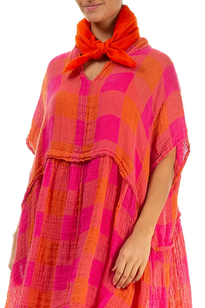 Flame Orange Gauze Linen Square Scarf 4