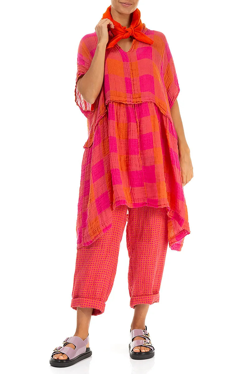 Flame Orange Gauze Linen Square Scarf