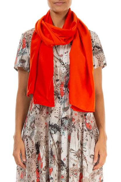Flame Orange Pure Silk Scarf 1