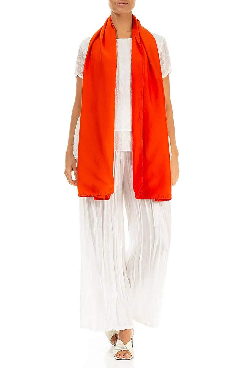 Flame Orange Pure Silk Scarf 5