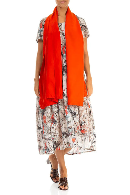 Flame Orange Pure Silk Scarf 2