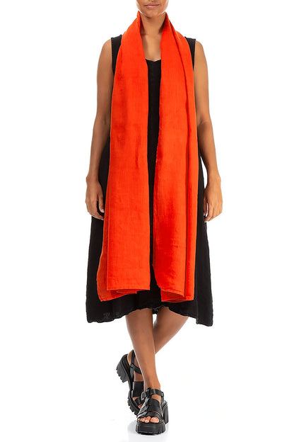 Flame Orange Soft Gauze Linen Scarf