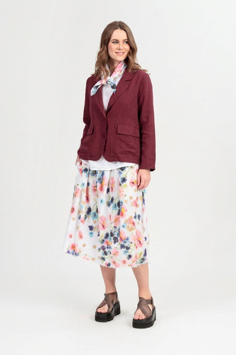 Flap Pocket Antique Ruby Linen Jacket 1