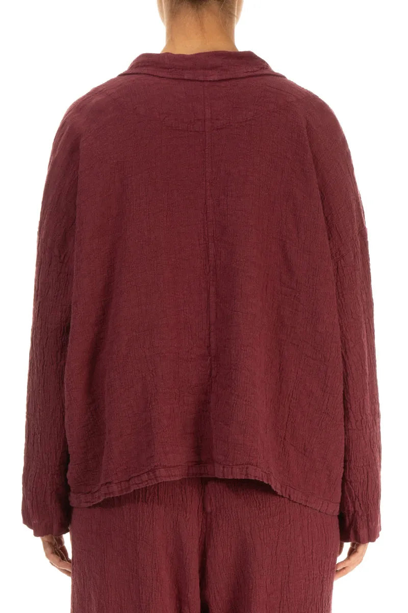 Flap Pocket Antique Ruby Linen Viscose Jacket 2