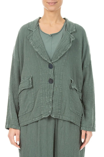 Flap Pocket Sage Textured Linen Jacket 1