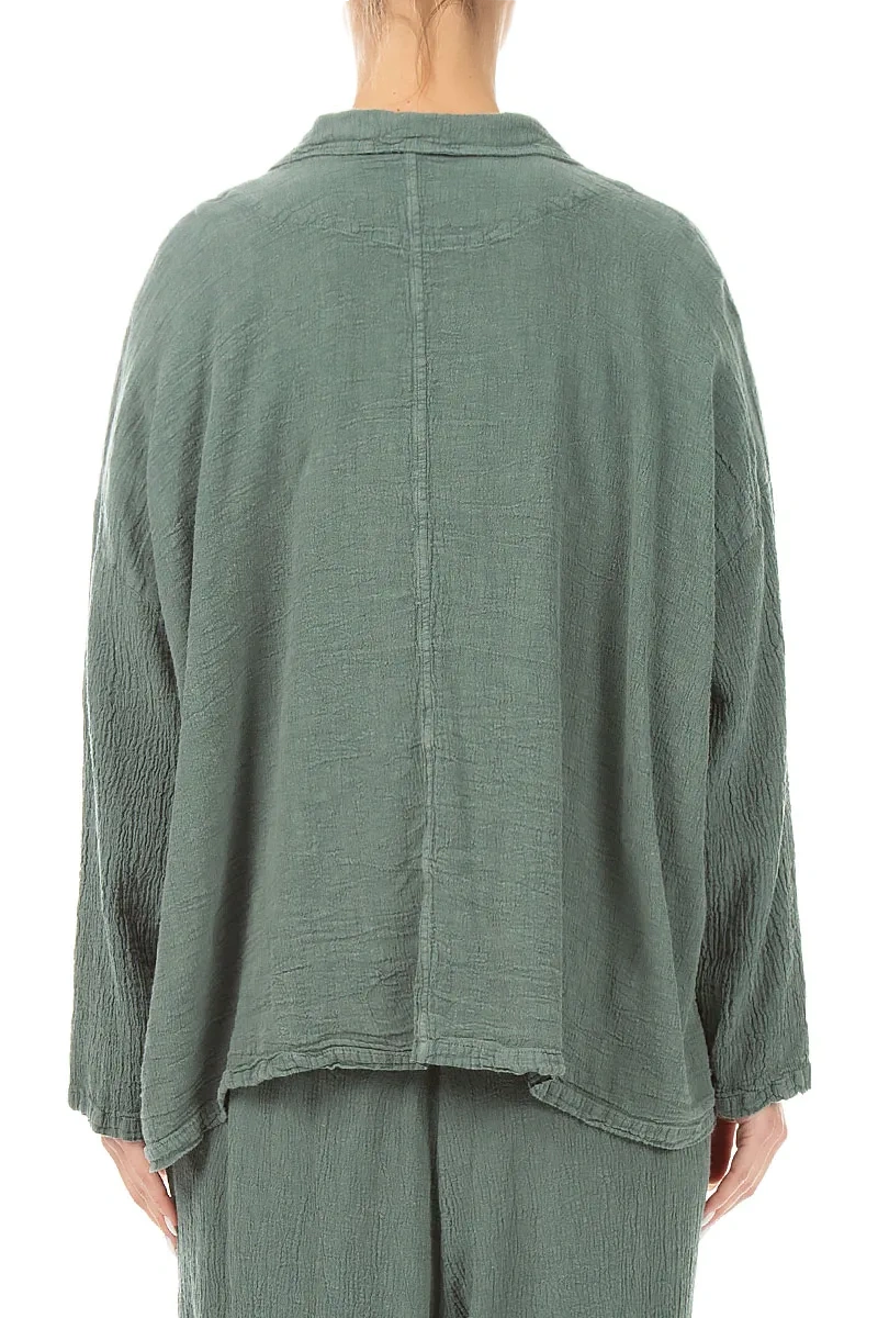 Flap Pocket Sage Textured Linen Jacket 2
