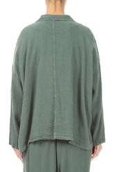 Flap Pocket Sage Textured Linen Jacket 2