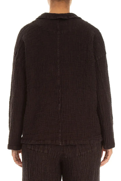 Flap Pocket Truffle Brown Textured Linen Jacket 2