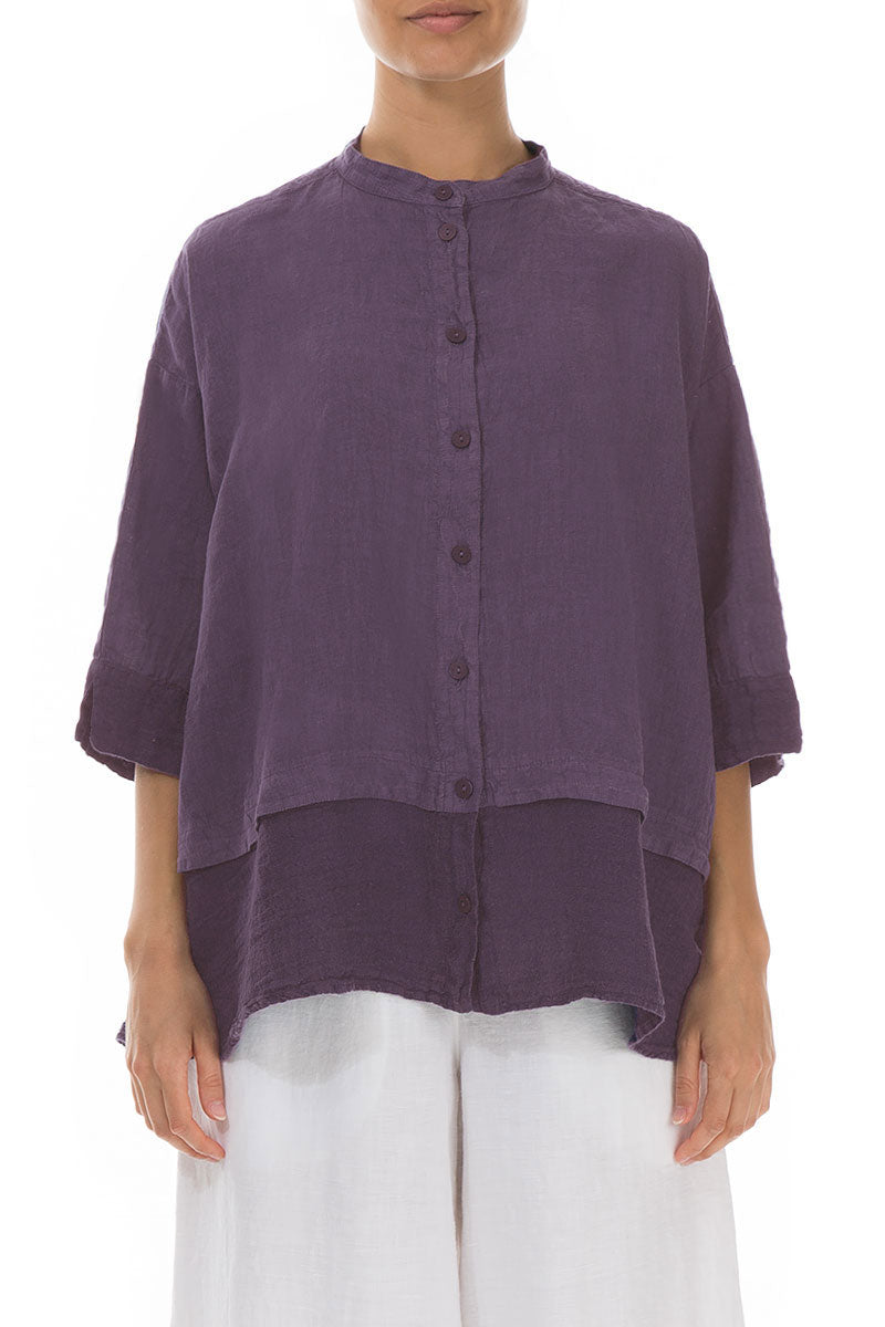 Chemise trapèze en lin améthyste