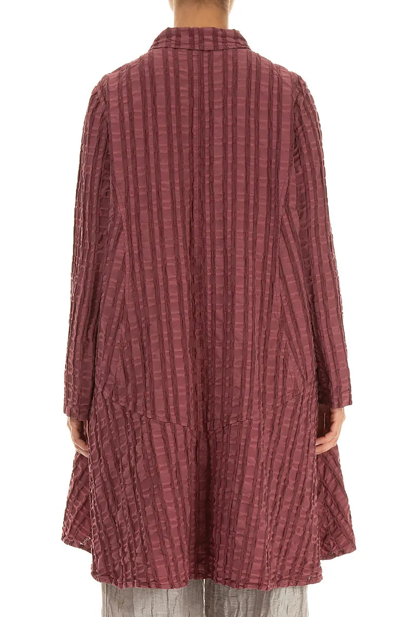 Veste évasée en lin et coton à carreaux rubis antique
