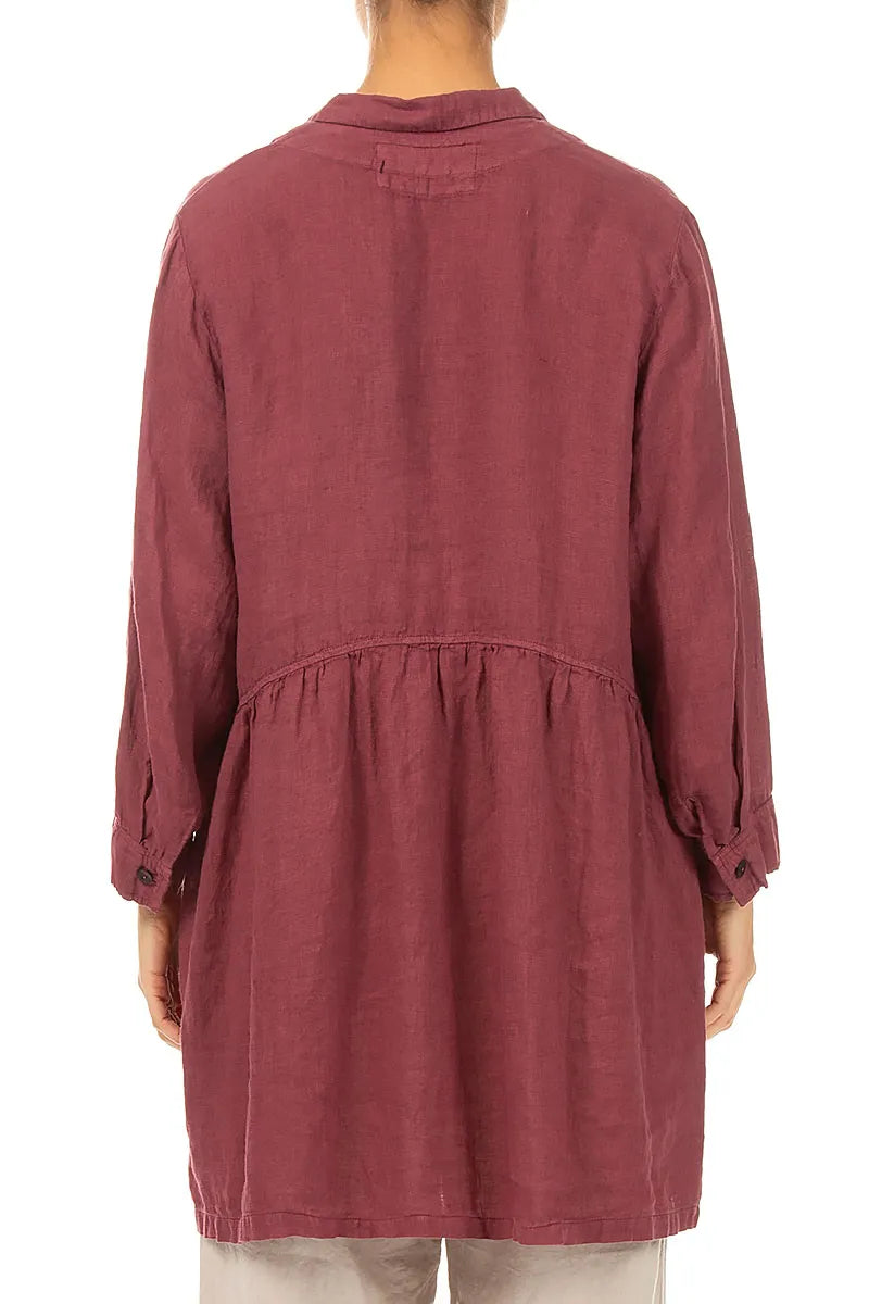 Flared Antique Ruby Linen Blouse
