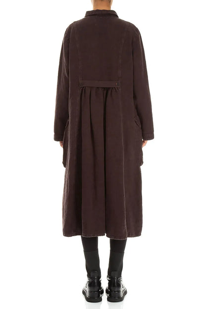Flared Back Truffle Brown Heavy Linen Coat