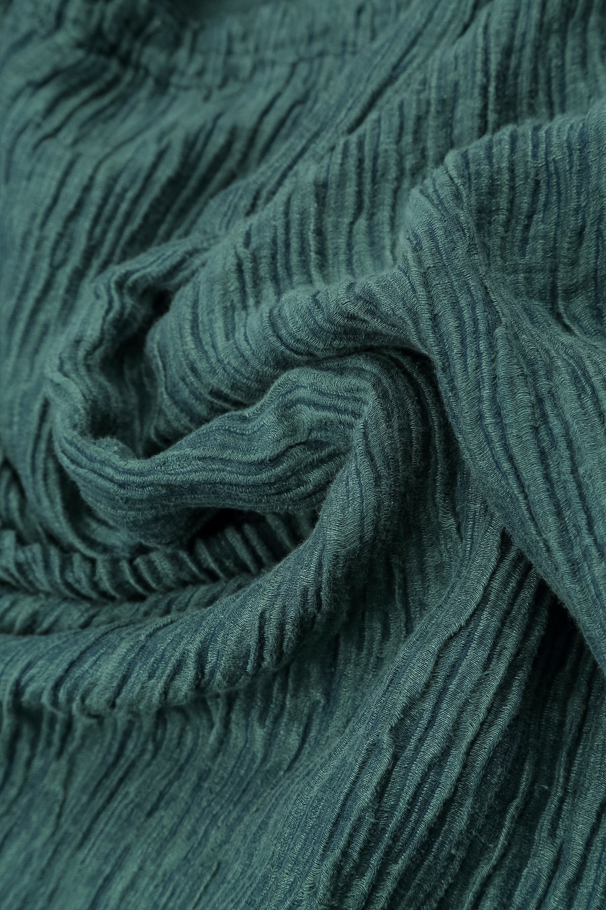 Flared Balloon Crinkled Deep Turquoise Silk Dress