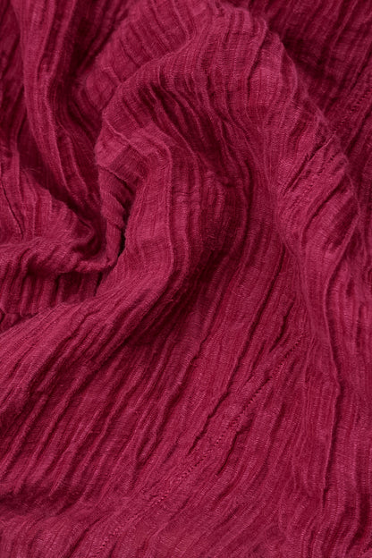 Flared Balloon Crinkled Ruby Silk Dress 5